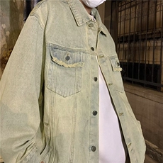牛仔外套男春秋款水洗做旧痞帅街头复古蓝色、黄泥、黑灰色JK8211，男装夹克，星座1116A-1（原606A）