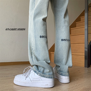 B221 美式ins高街小众百搭字母刺绣小脚牛仔裤 LK23036-P60 控78图片
