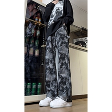 现货美式复古迷彩工装裤宽松直筒提花牛仔裤男K5822-P50控78，男装牛仔裤，星座205