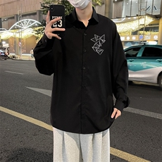 F174-P322024春季新款宽松百搭衬衣男港风ins潮牌休闲衬衫现货，男装衬衫，星座512-6
