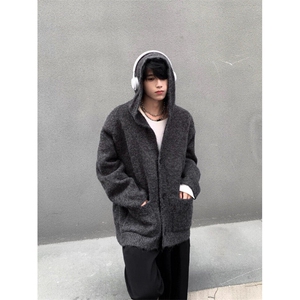 针织开衫毛衣男潮美式高级感慵懒风连帽上衣休闲外套MY98144-p68图片