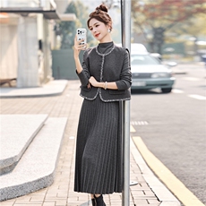 2026春季新品简约时尚假三件两件套裙，女装套装/套裙，美沁