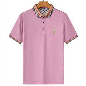 中青年男士2023夏季新款休闲翻领商务纯色短袖Polo衫百搭打底上衣图片