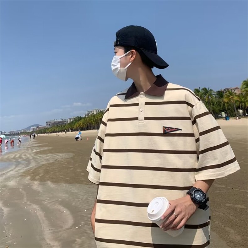 POLO衫青春流行2023夏季五分袖潮新款男日常HT325P30,男装Polo衫,星座1116-2