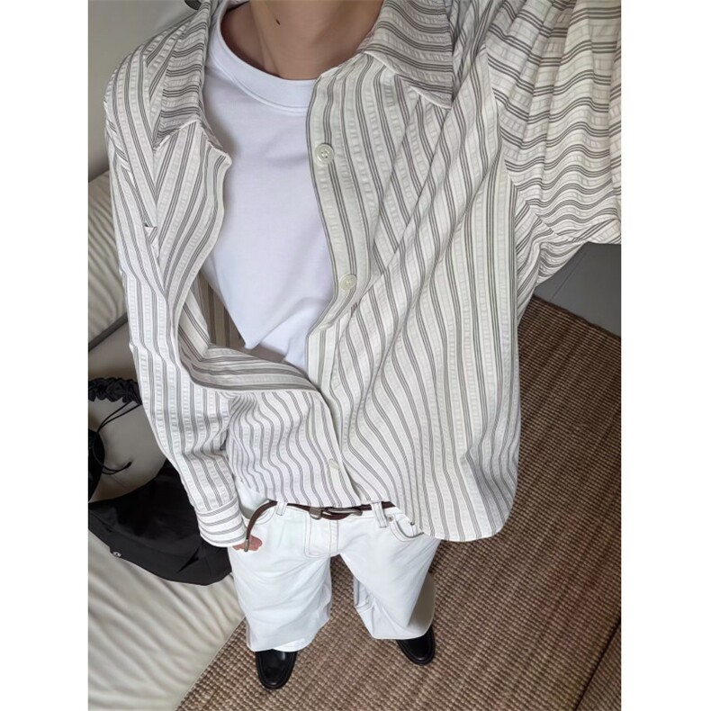 JY766-P44韩系宽松条纹衬衫男,男装衬衫,星座1501-3