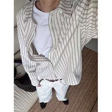 JY766-P44韩系宽松条纹衬衫男，男装衬衫，星座1501-3