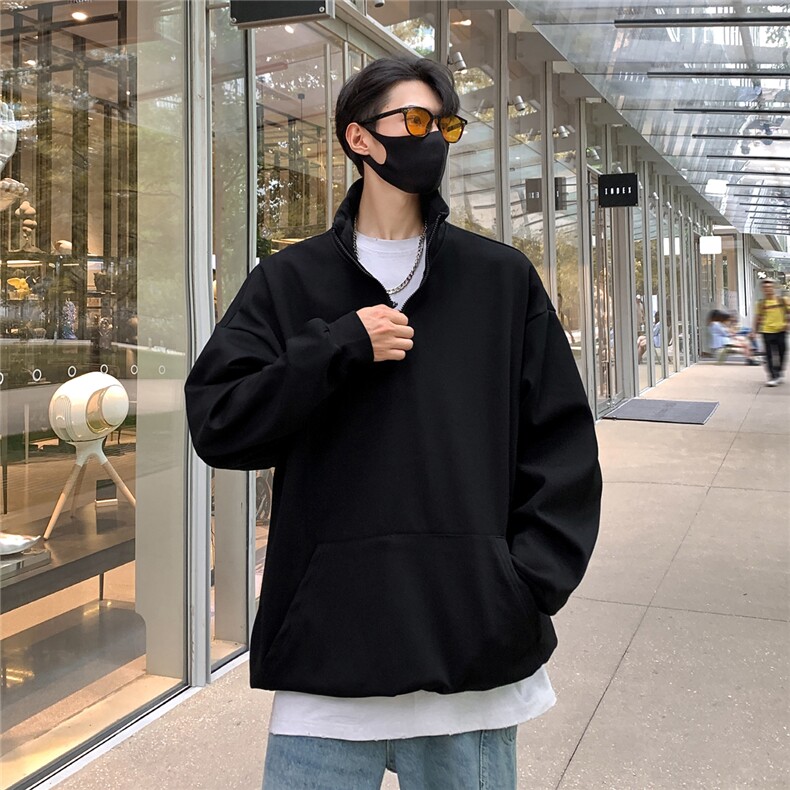 360克重磅冲锋衣内胆半拉链翻领POLO衫高领卫衣男WY77077P65控88，男装卫衣，星座227-7