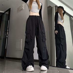 秋款男女工装裤大口袋抽绳束脚中性风长裤h86 P45图片