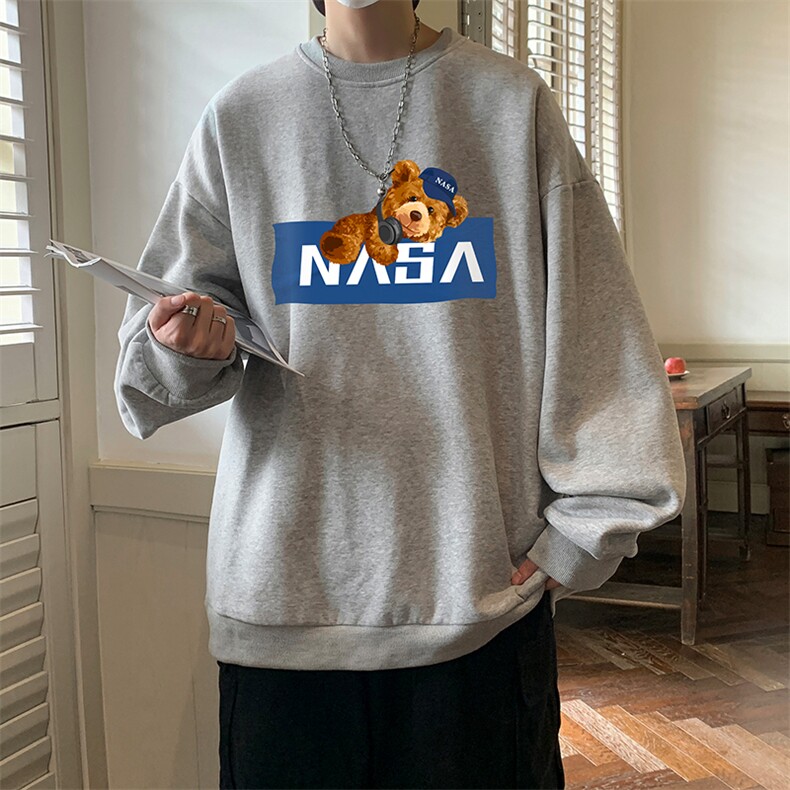 NASA圆领卫衣男大码加厚加绒长袖t恤男S6247-P28加绒款-P33,男装卫衣,电商A040