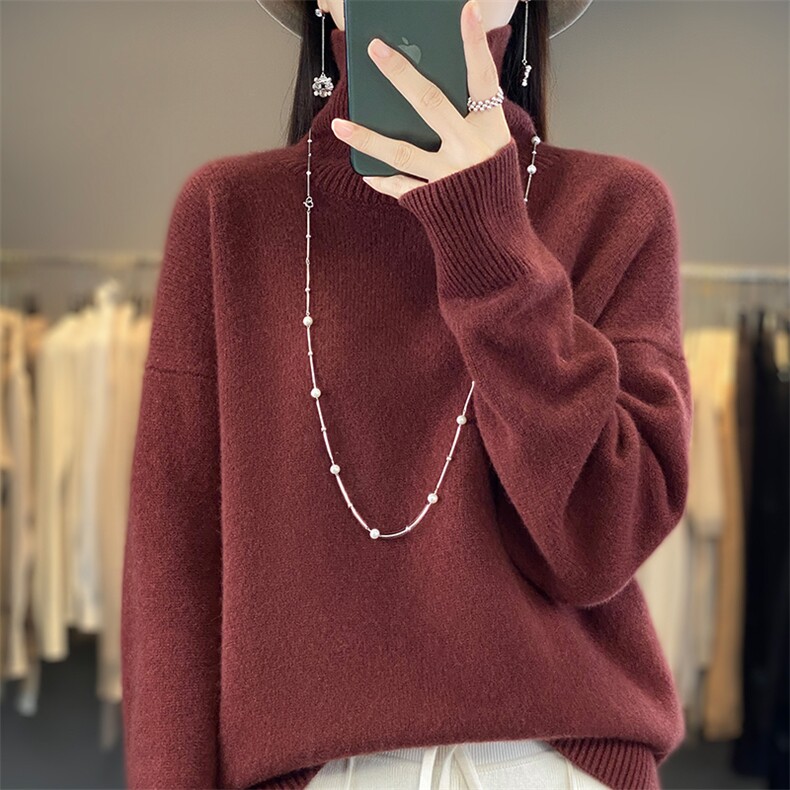 时尚休闲软糯舒适百搭明星同款高领羊毛衫,女装羊毛衫,邦太羊绒