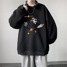 圆领卫衣男大码加厚加绒长袖t恤男S6142-P28加绒款-P33，男装卫衣，电商A040
