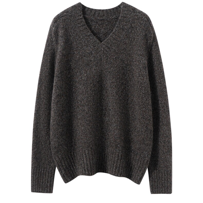 2025春秋新款羊绒衫女100纯山羊绒V领纯色套头上衣休闲通勤针织衫，女装羊绒衫，萨奥羊绒