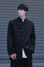 2025港风中式金属盘扣设计大码M-5XL西服潮流男XF77071P85控128，男装西服，星座227-7