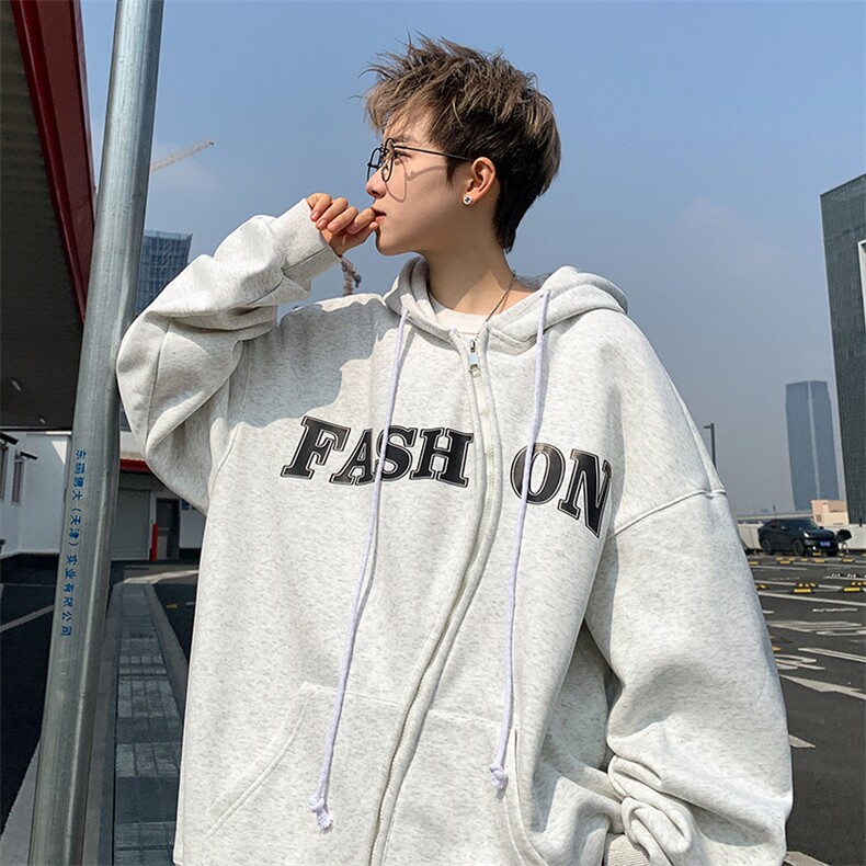 重磅华棉美式小众设计连帽开衫宽松休闲卫衣KW2406-特P55控98图片