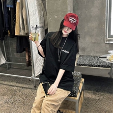 万针全刺绣工艺抖音得物高品质260克重磅纯棉双纱美式高街短袖T恤，男装T恤，电商A486