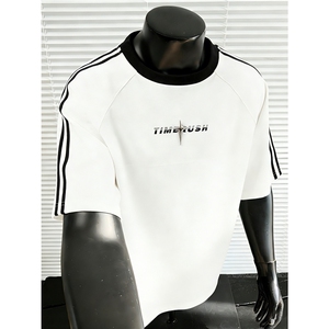 重磅T恤设计感短袖原创小众拼接T恤美式日系T1016-1 T329 P38 K69图片