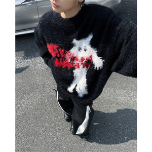 BOEAX潮牌美式高街2024上衣秋冬慵懒风oversize毛衣男女MY9813