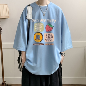 春夏季七分袖t恤男大码五分袖男短袖中袖 Q11322-P30图片