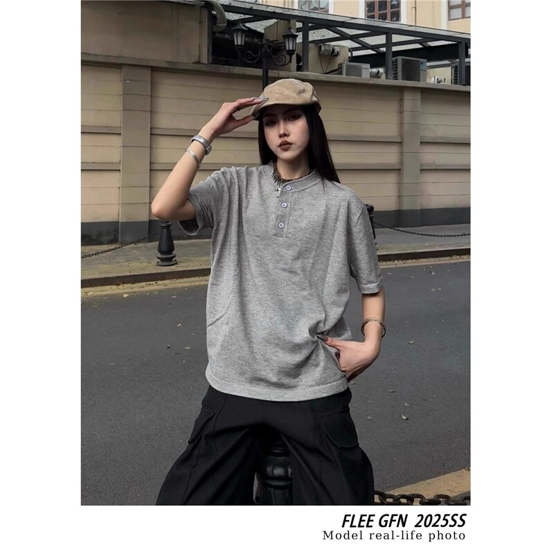 亨利领针织短袖男款高级感老钱风重磅正肩t恤cleanfit半截袖TS01,男装T恤,星座1116A（原606A-3）