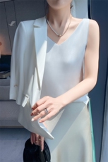 25春夏新款西装内搭V领真丝吊带背心女高级感气质醋酸缎面打底，女装背心吊带，九戎