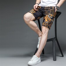 时尚老虎印花短裤男薄款宽松休闲裤夏季男士潮流百搭五分沙滩裤，男装休闲裤，电商B212（原钱塘6029）