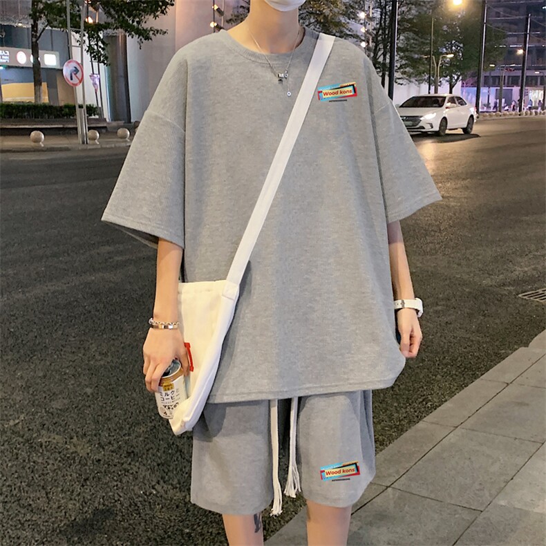 套装！华夫格套装短袖T恤短裤男TZ191-特P38,男装T恤,电商B367