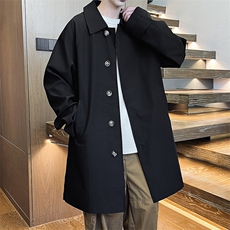 春装潮流时尚简约中长款风衣男休闲大码外套F88特P80，男装风衣，电商C323