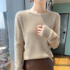 简约无缝2025秋冬圆领山羊绒衫女亲肤纯色打底毛衣内搭针织羊毛衫，女装羊绒衫，美轩羊绒