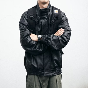 Y1017-P62 美式复古PU皮衣夹克男春秋新款宽松黑色痞帅机车服图片