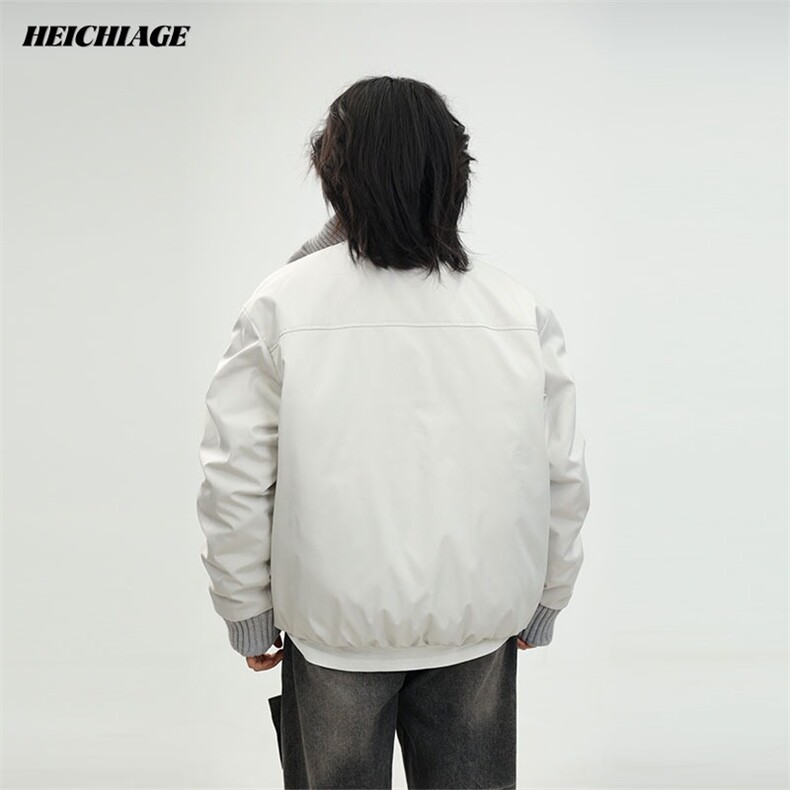 现货美式宽松拼接立领棉服男M174/P100,男装棉衣,星座205-3