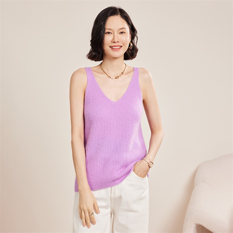 女士十二针一线抽条背心秋冬打底30%，女装背心吊带，名驰羊绒