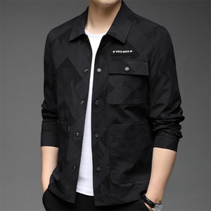 2023春秋季男士翻领长袖薄款外套中年商务休闲男装夹克上衣新款图片