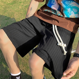 夏提花冰丝短裤男港风宽松休闲篮球运动五分中裤XZ514-2-1536-P38图片