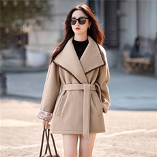 2025冬装新款时尚拼色大衣外套，女装毛呢外套，伊仟回