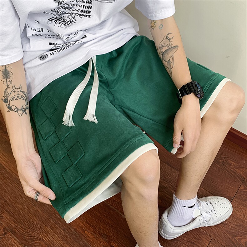 B266-DK11-P4023夏季新款港风宽松休闲麂皮绒运动五分短裤,男装牛仔裤,星座B257-1