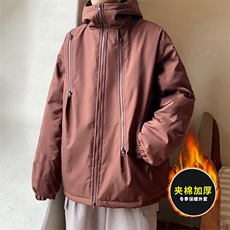 冬季加绒连帽棉衣保暖百搭棉服外套宽松潮流冲锋衣男装JK2810P85，男装棉衣，电商A086