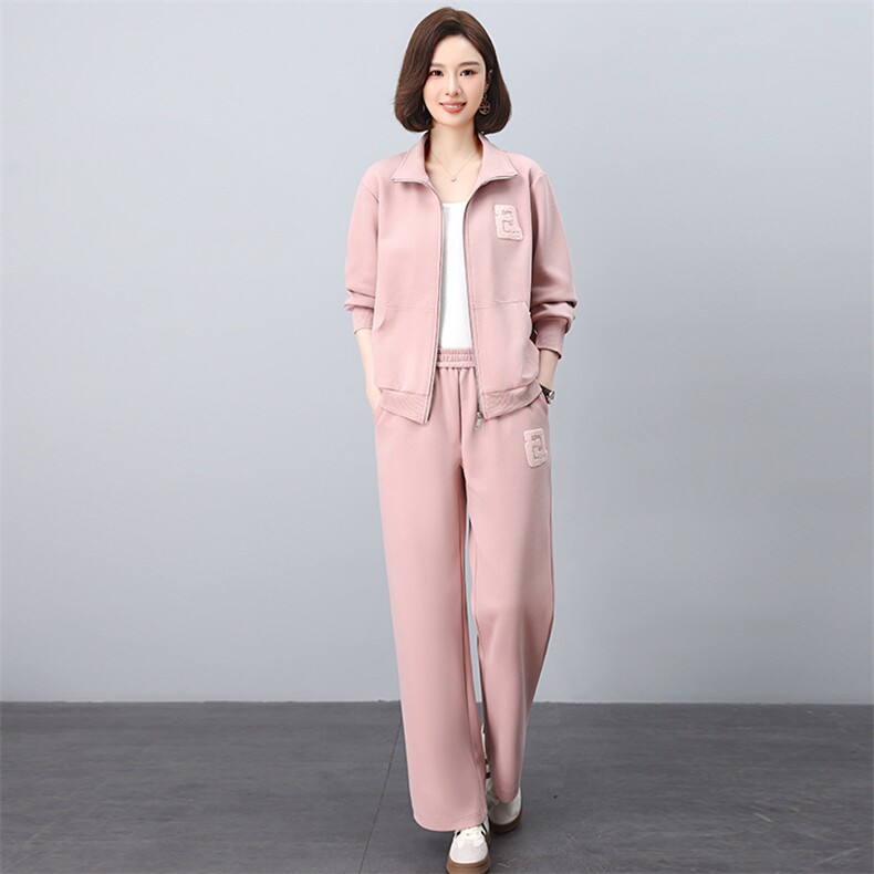 运动套装女早春穿搭2025新款春秋装搭配一整套休闲妈妈时尚两件套,女装套装/套裙,涵誉