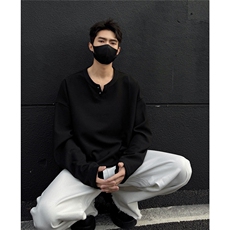 ！春装新品美式老钱V领打底衫宽松肌理感T恤情侣卫衣106-P28，男装T恤，电商C213(原B265)