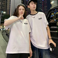 200克宽松圆领三条杠短袖T恤棉情侣团队服班服定制潮男女V4，男装T恤，星座115A-3