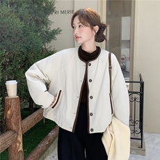 现货90白鸭绒圆领短款羽绒服女2025冬新款宽松时尚百搭保暖外套，女装羽绒服，琦鑫阁（原依鑫阁）
