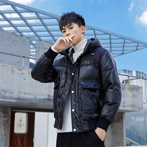 2020冬装新款潮牌亮色连帽羽绒服男士插色百搭外套 A438-852图片