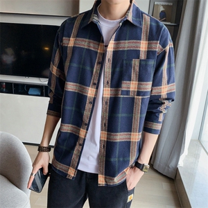 男士格子外套长袖衬衫宽松潮牌潮流上衣服DF01T图片