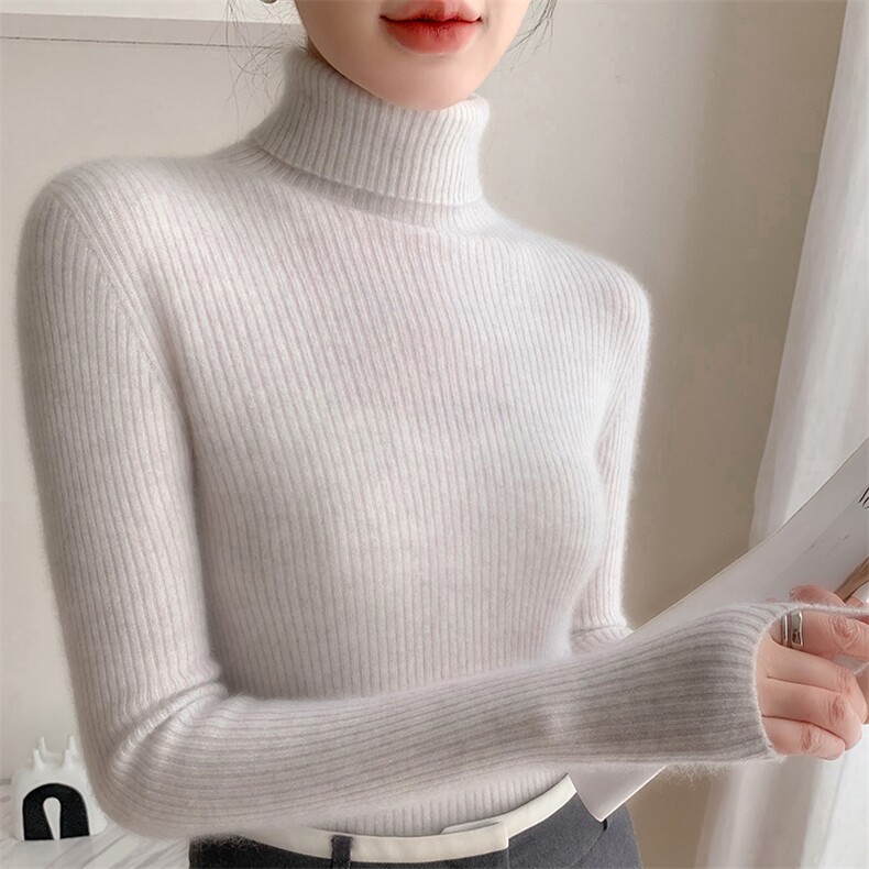 打底衫女秋冬内搭高领套头保暖长袖羊绒针织毛衣,女装羊绒衫,云暖羊山羊绒