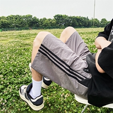 休闲短裤男韩版潮流拼色条纹帅气2024夏季新款ins运动裤K4155-P35，男装牛仔裤，星座412-3