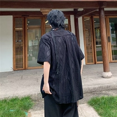 男士短袖夏季2024新款针织镂空衬衫C4552P43，男装衬衫，星座1116-2