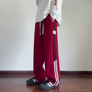 美式条纹休闲裤男冬季加绒加厚宽松直筒运动裤24XK66867J特批45图片