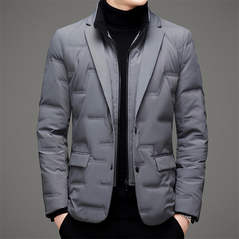 西服冬季商务休闲羽绒服中年商务休闲西装新款加厚保暖白鸭绒外套，男装羽绒服，电商B212（原钱塘6029）