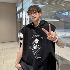 麂皮绒连帽背心坎肩男T恤美式港风JLB420-P30控48，男装背心/马甲，电商B370