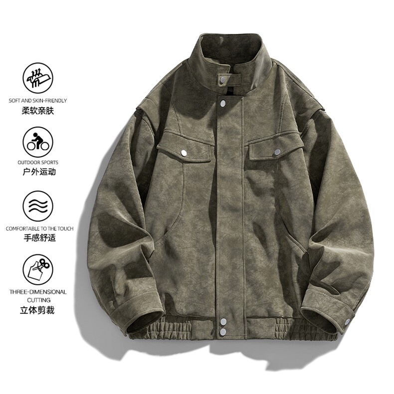 白底 秋冬新款时尚休闲皮衣拉链外套男士JK02559-P95图片
