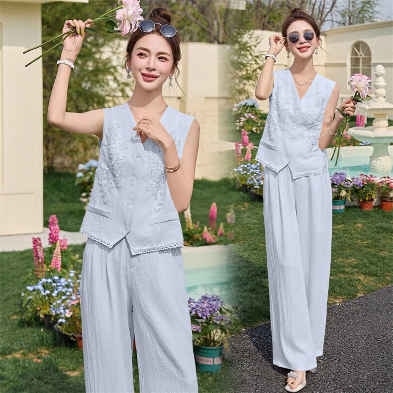 新款重工艺气质2025夏季设计精美别致绝色套裤两件套QY137P205,女装套装/套裙,韩美纤衣
